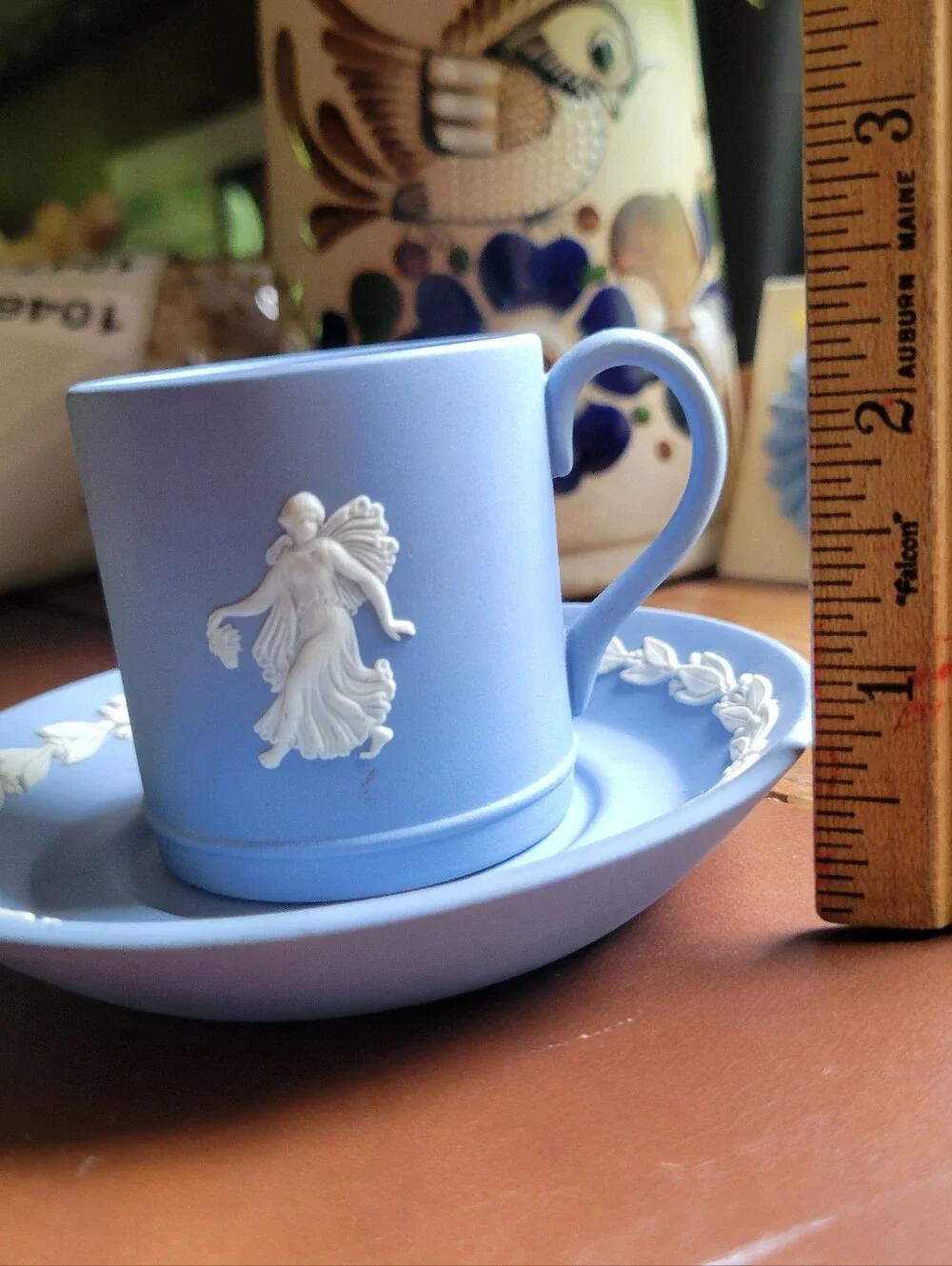 Wedgwood Blue Jasperware Dancing Hours Demitasse Cup And Saucer Danbury